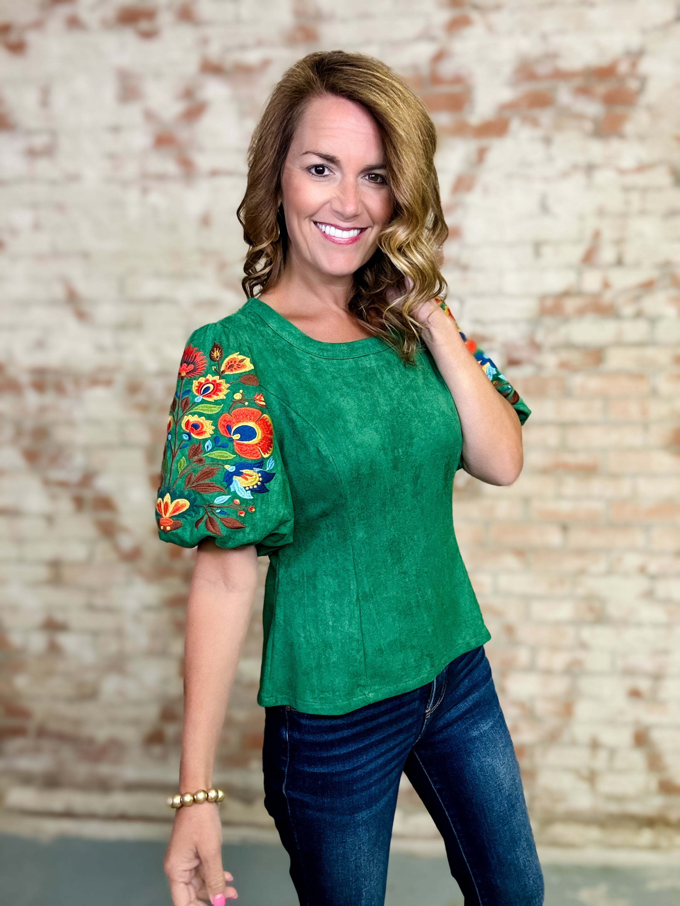 Nelle Embroidered Sleeve Top