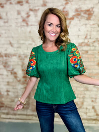 Nelle Embroidered Sleeve Top