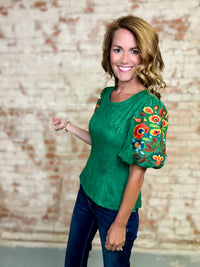 Nelle Embroidered Sleeve Top