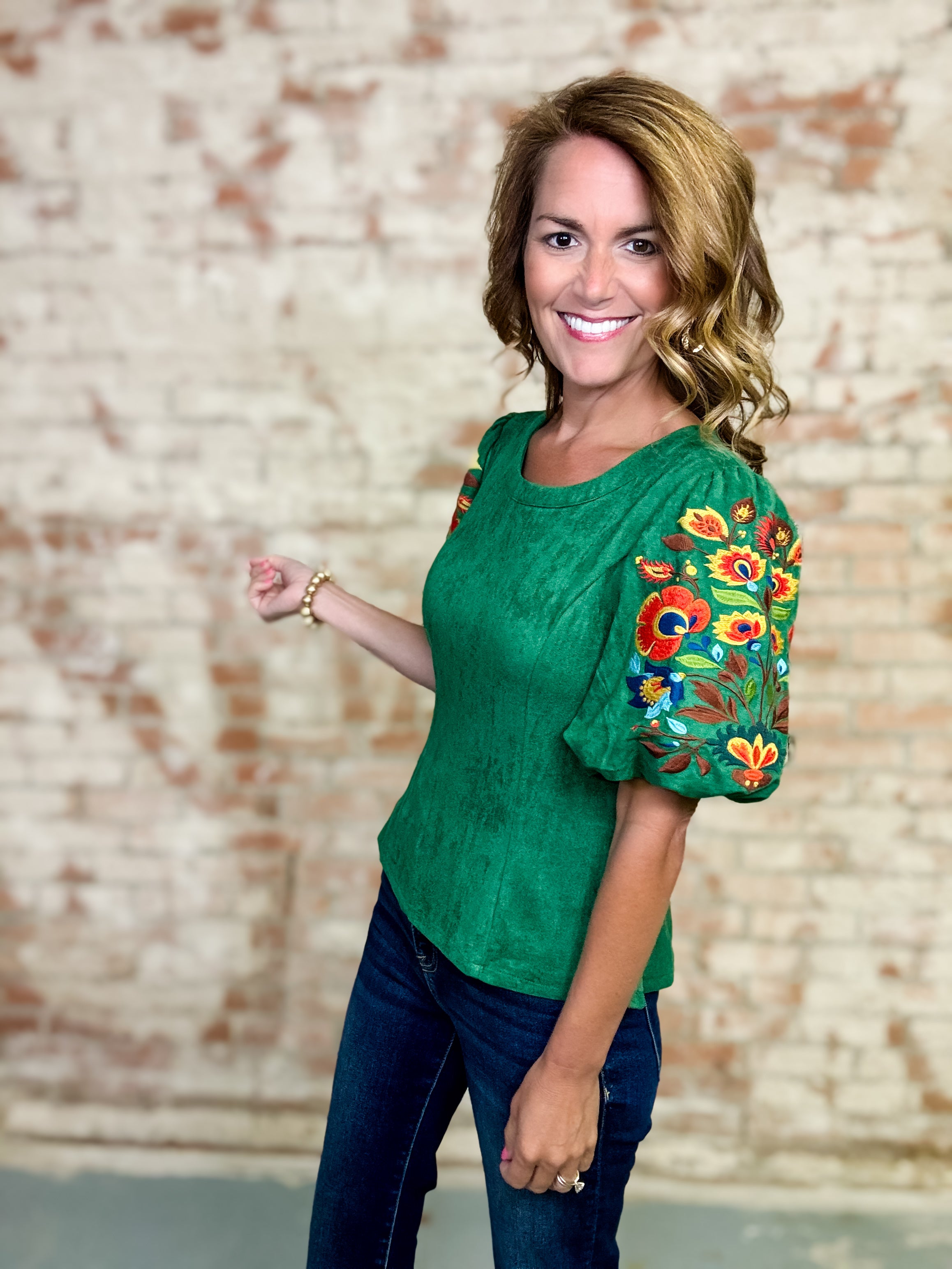 Nelle Embroidered Sleeve Top