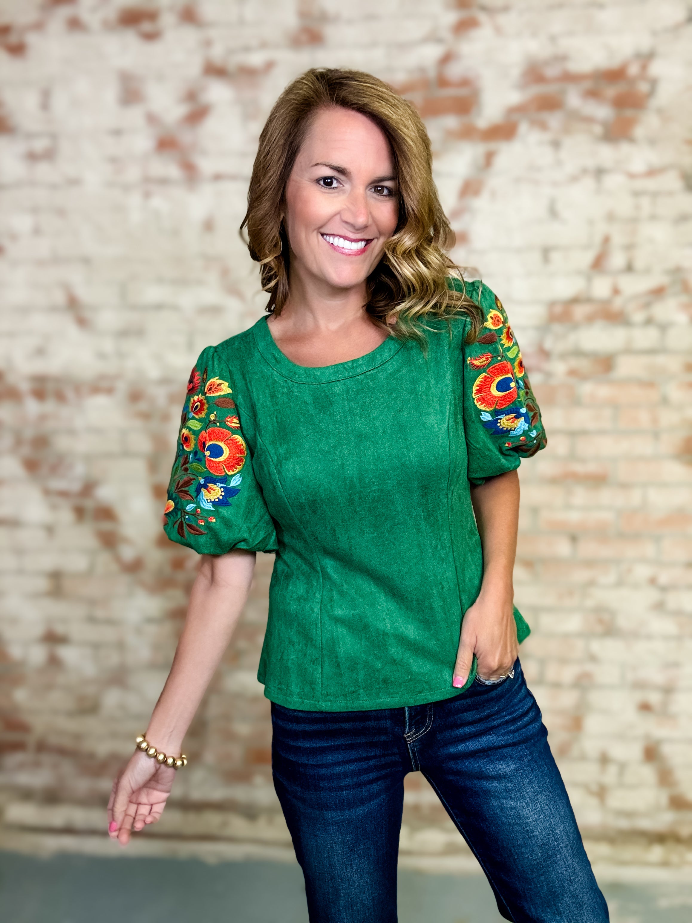 Nelle Embroidered Sleeve Top