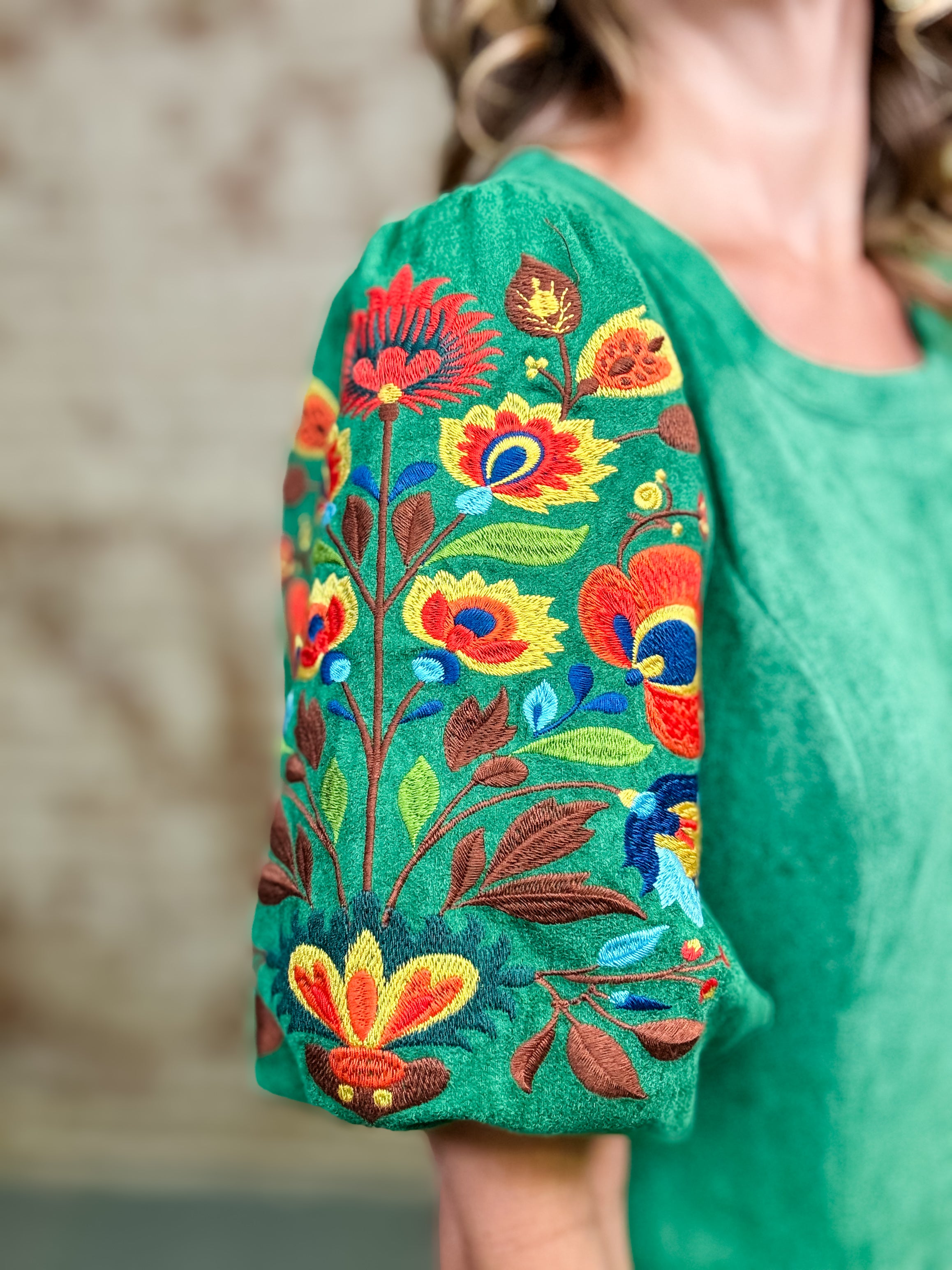 Nelle Embroidered Sleeve Top