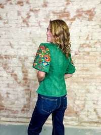 Nelle Embroidered Sleeve Top