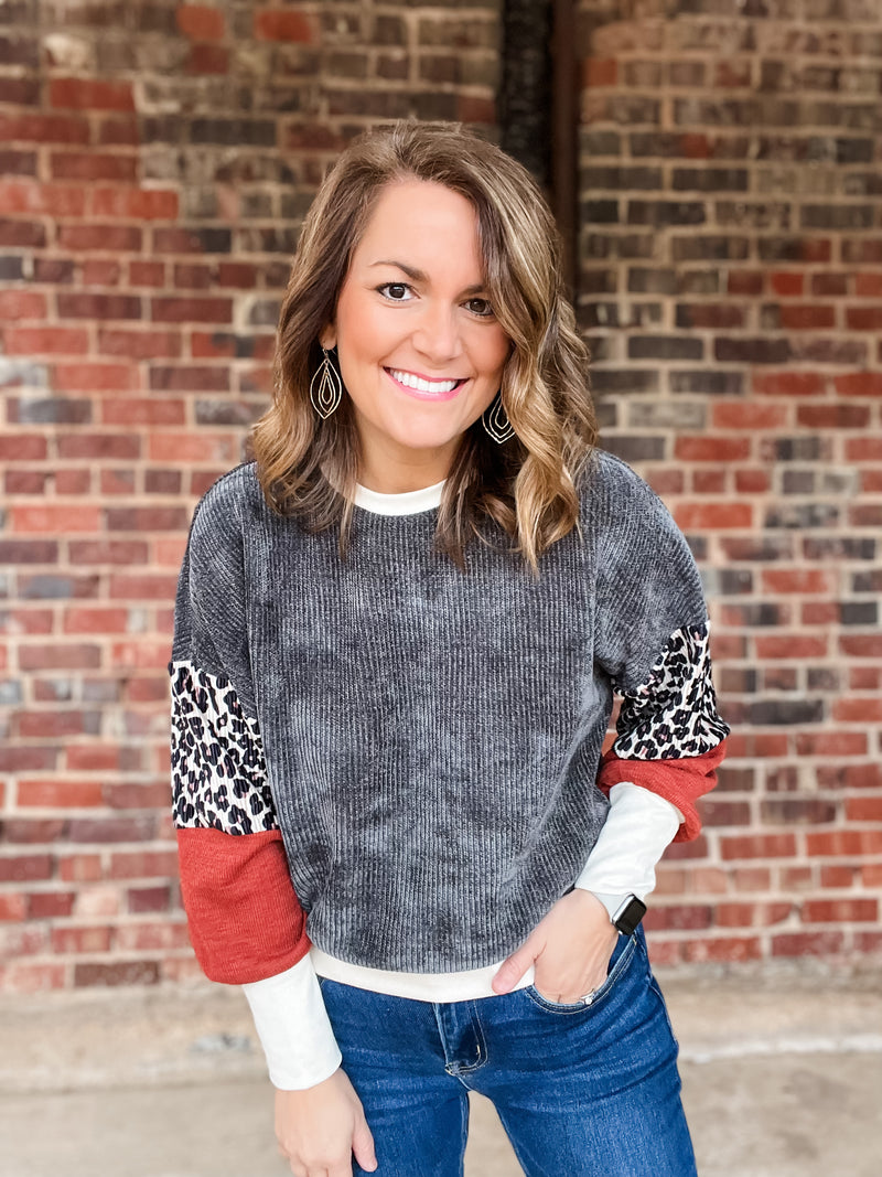 THML Chenille Mixed Media Top