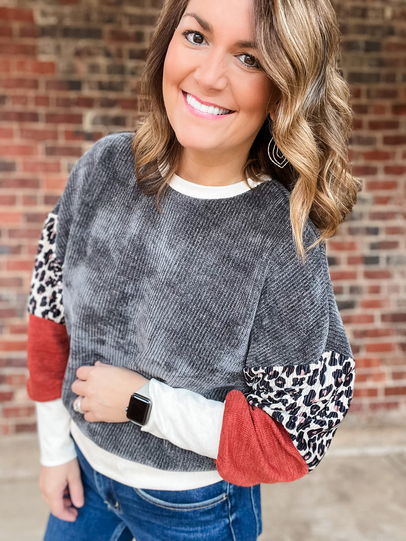 THML Chenille Mixed Media Top