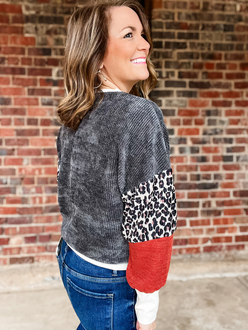 THML Chenille Mixed Media Top