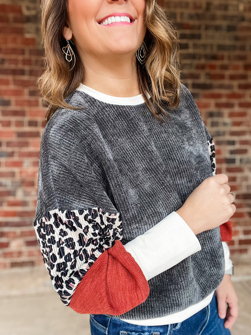THML Chenille Mixed Media Top