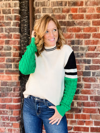 THML Green Varsity Colorblock Sweater
