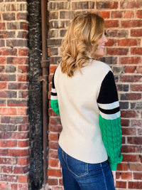THML Green Varsity Colorblock Sweater