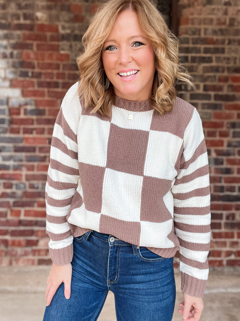 Checkered + Stripe Sweater