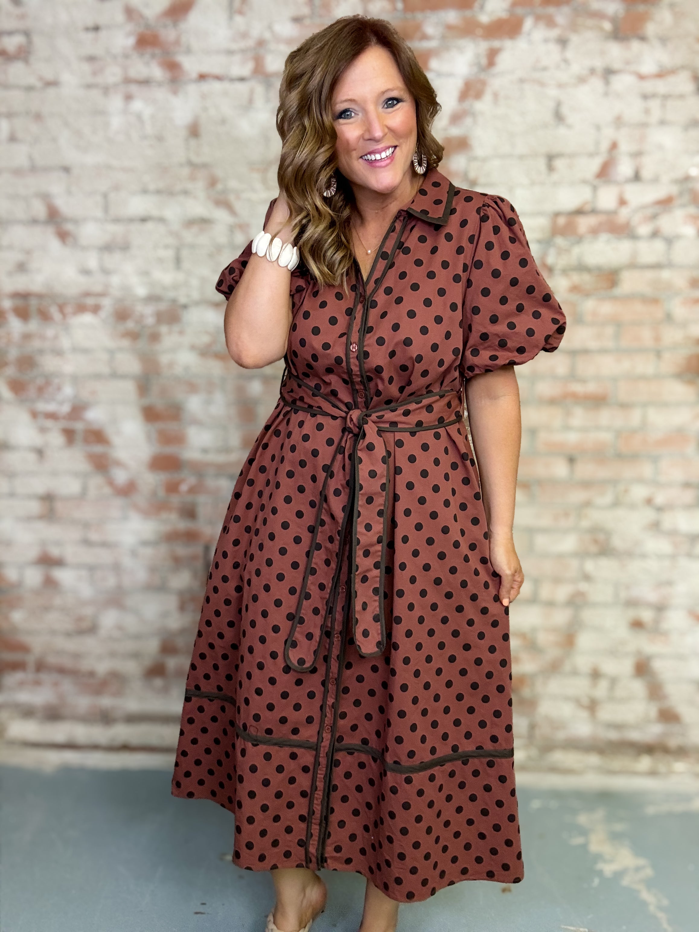Breana Polka Dot Midi Dress