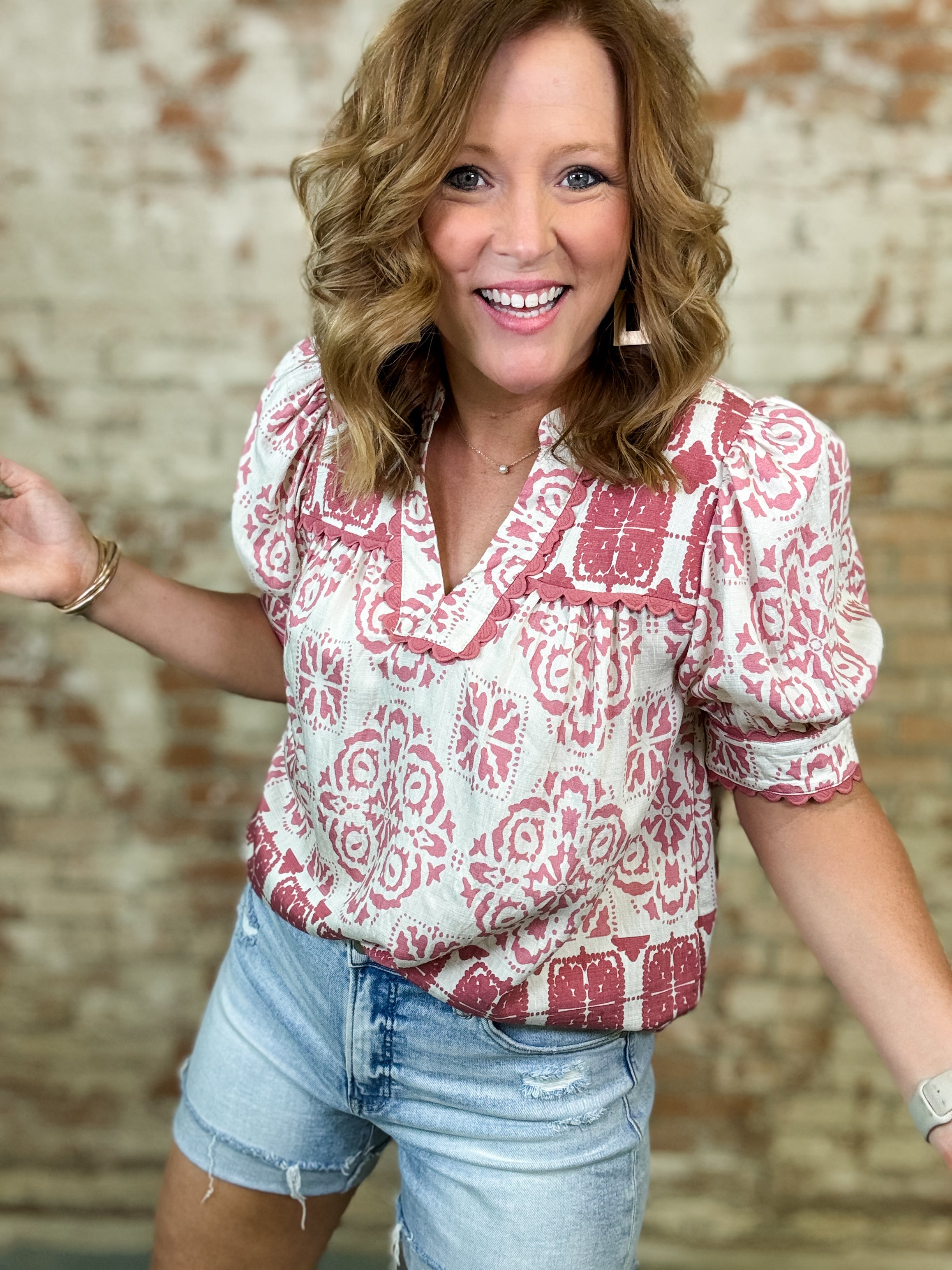 Dawn Trimmed Print Top