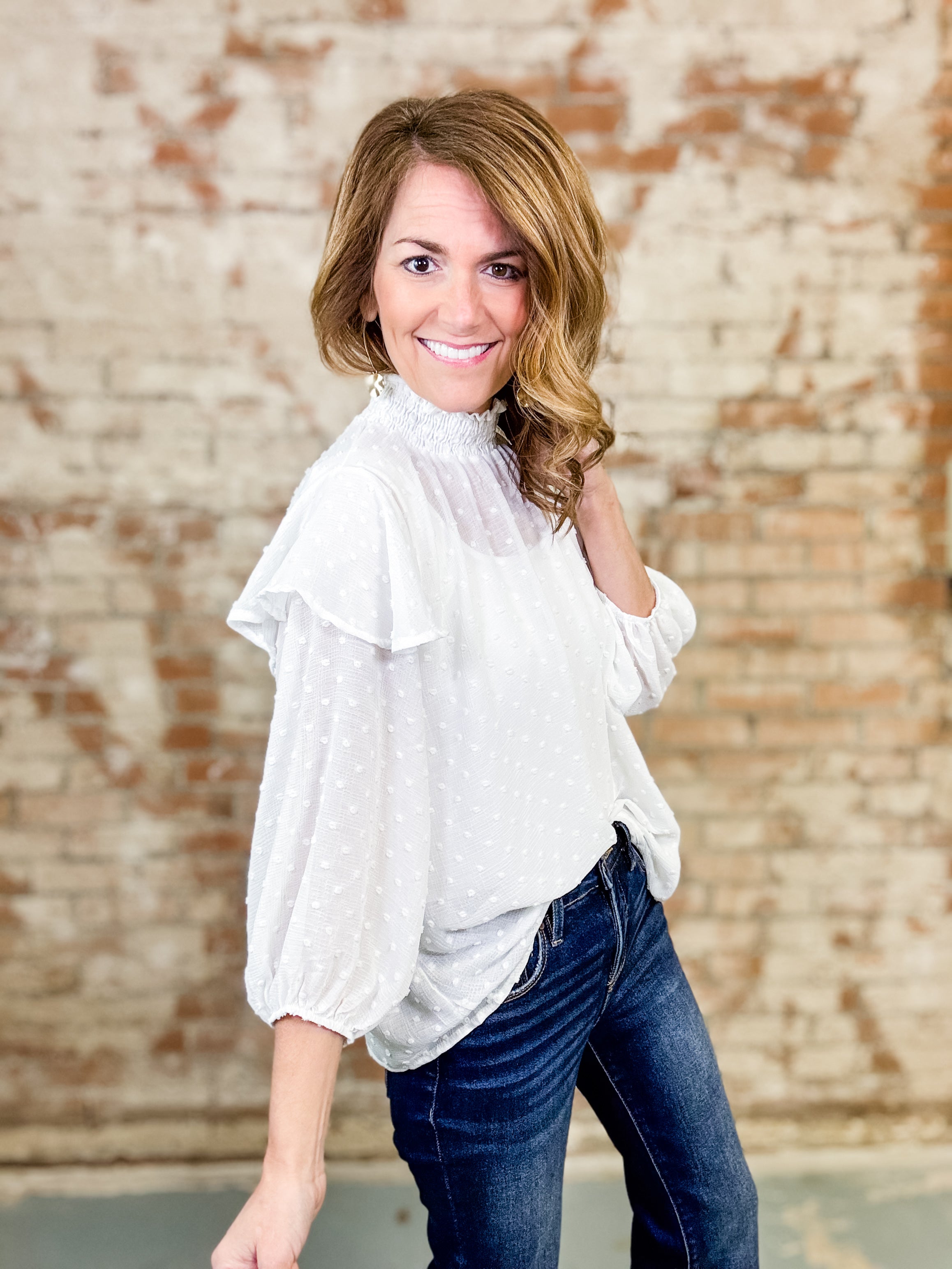 Lindsey Pom Pom Chiffon Top