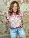 Dawn Trimmed Print Top