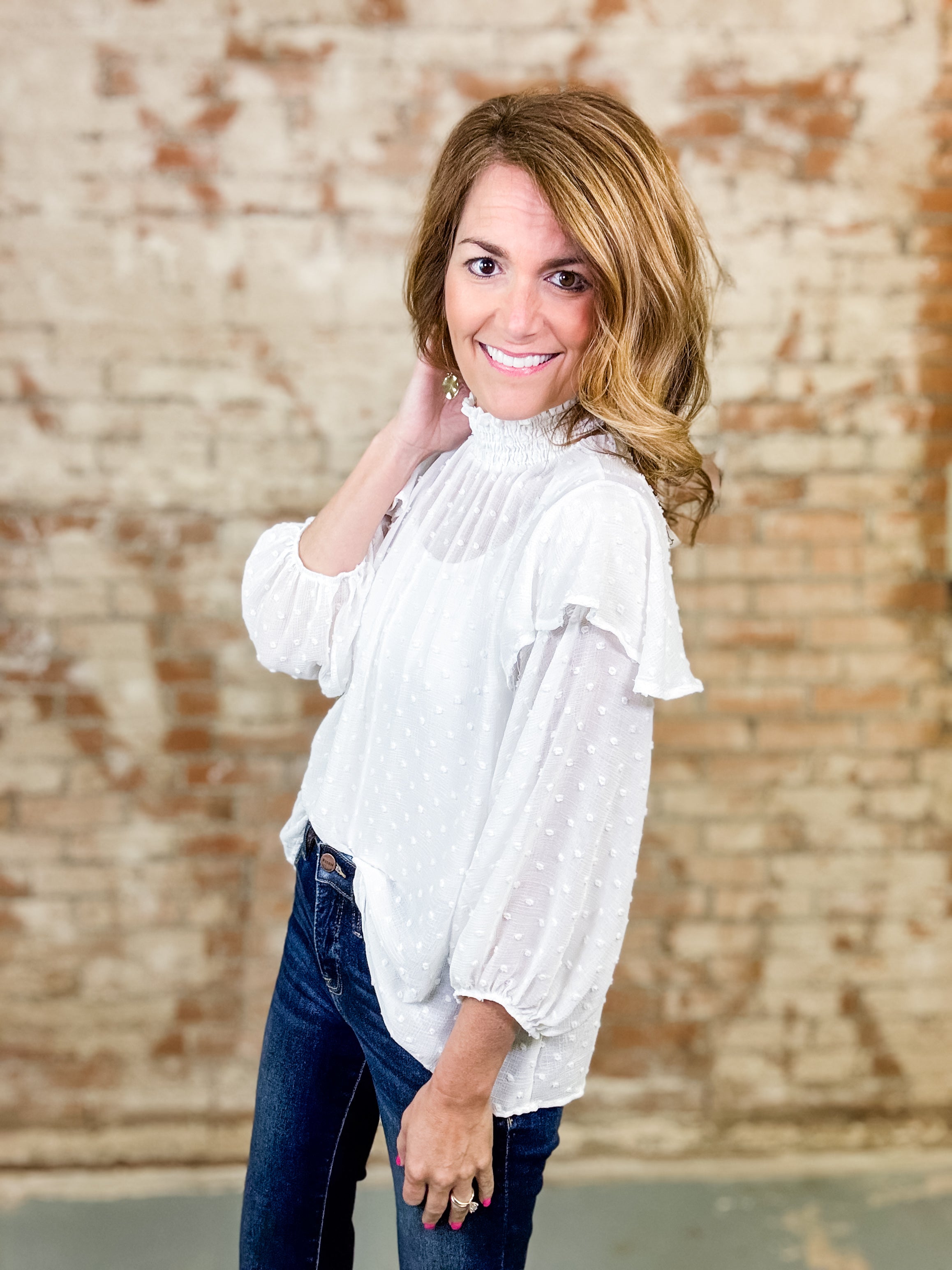 Lindsey Pom Pom Chiffon Top