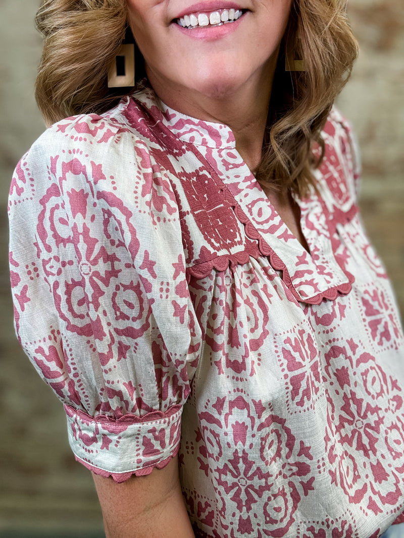 Dawn Trimmed Print Top