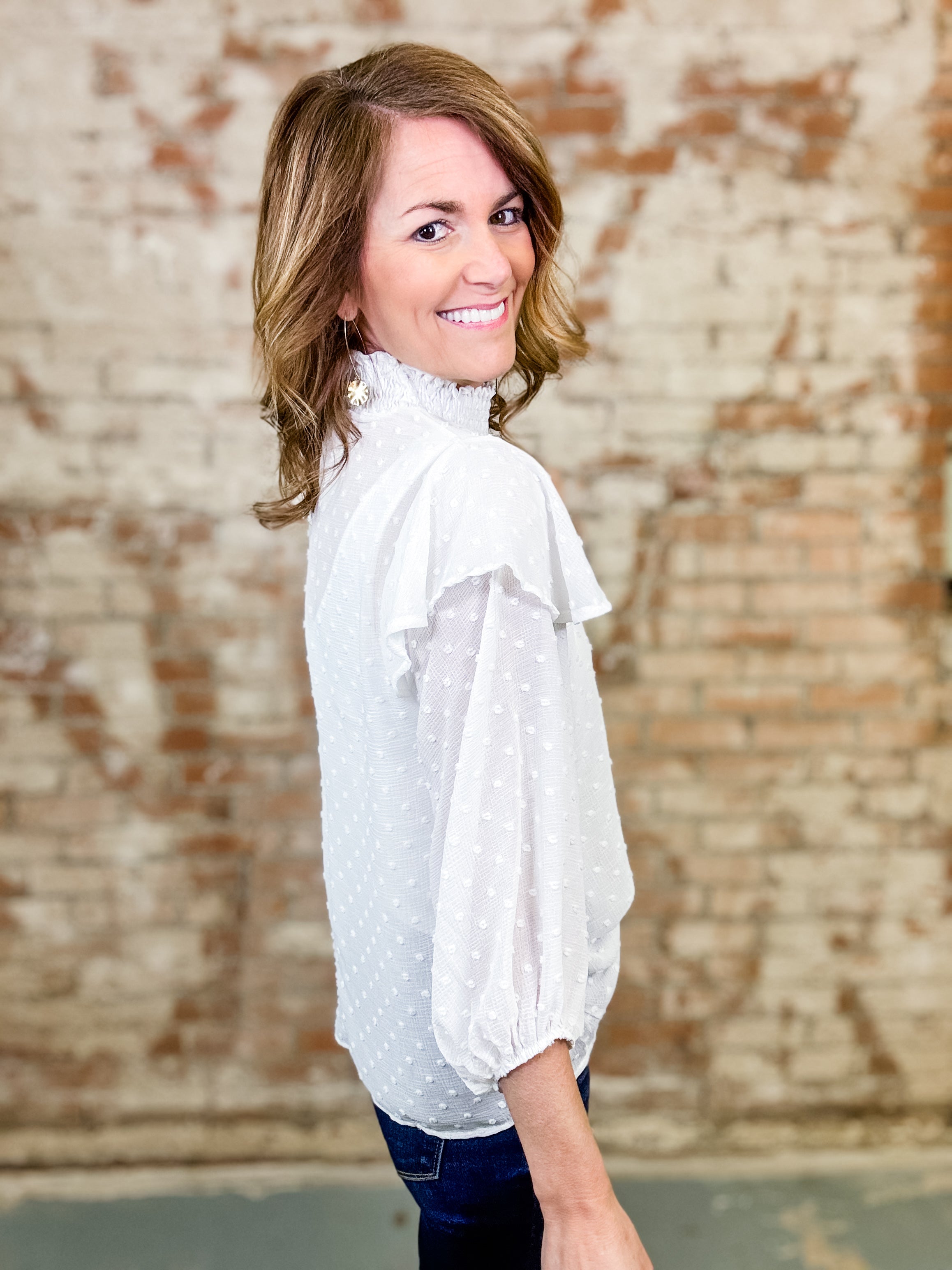 Lindsey Pom Pom Chiffon Top