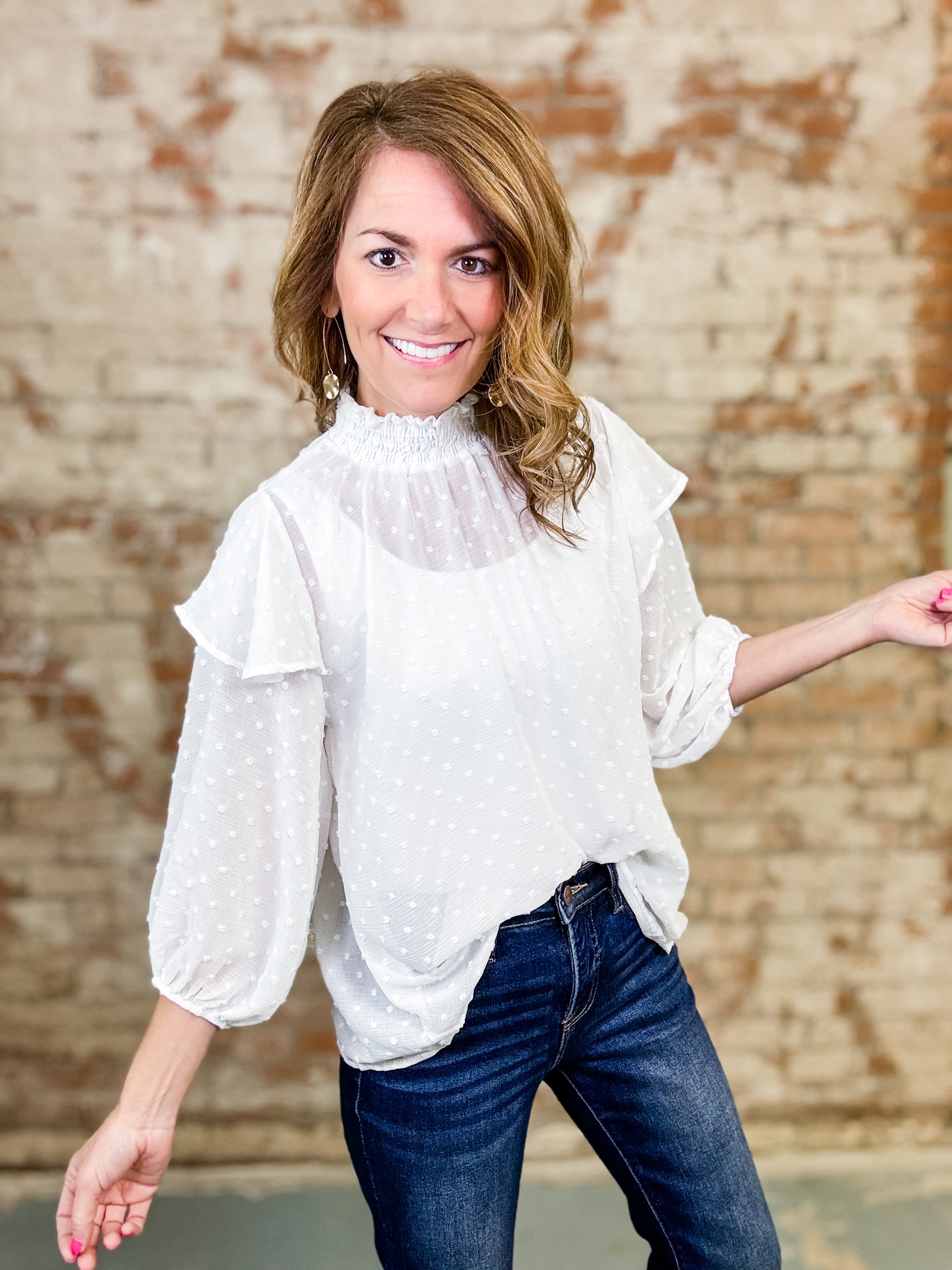 Lindsey Pom Pom Chiffon Top