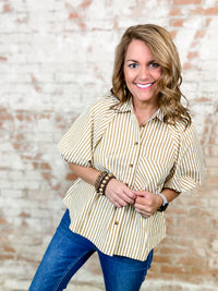 Cristyl Stripe Button Up Top