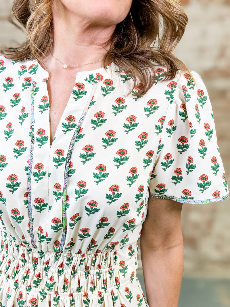 Allyson Flower Print Tiered Dress