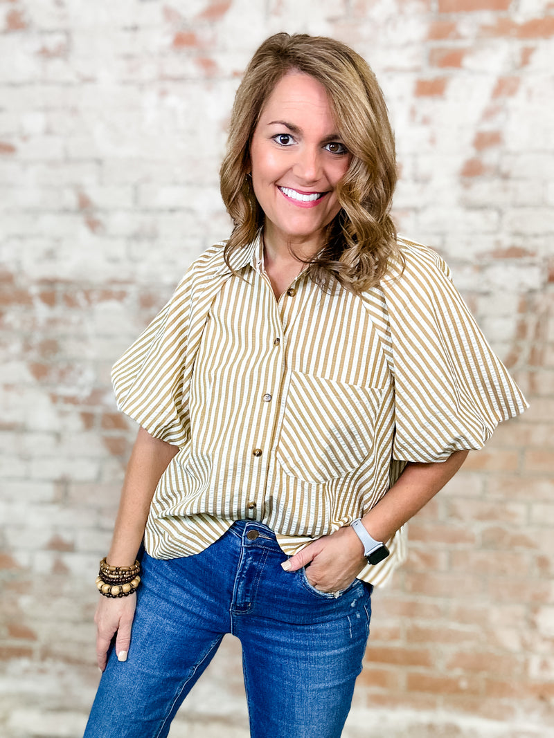 Cristyl Stripe Button Up Top