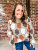 Beige Dot Pattern Mock Neck Sweater