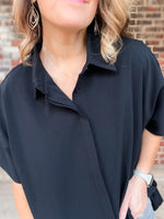 Dolman Short Sleeve Collared Top