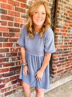Blue Grey Babydoll Dress