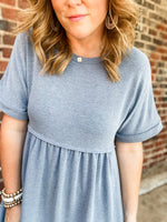 Blue Grey Babydoll Dress