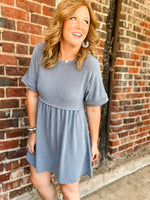 Blue Grey Babydoll Dress