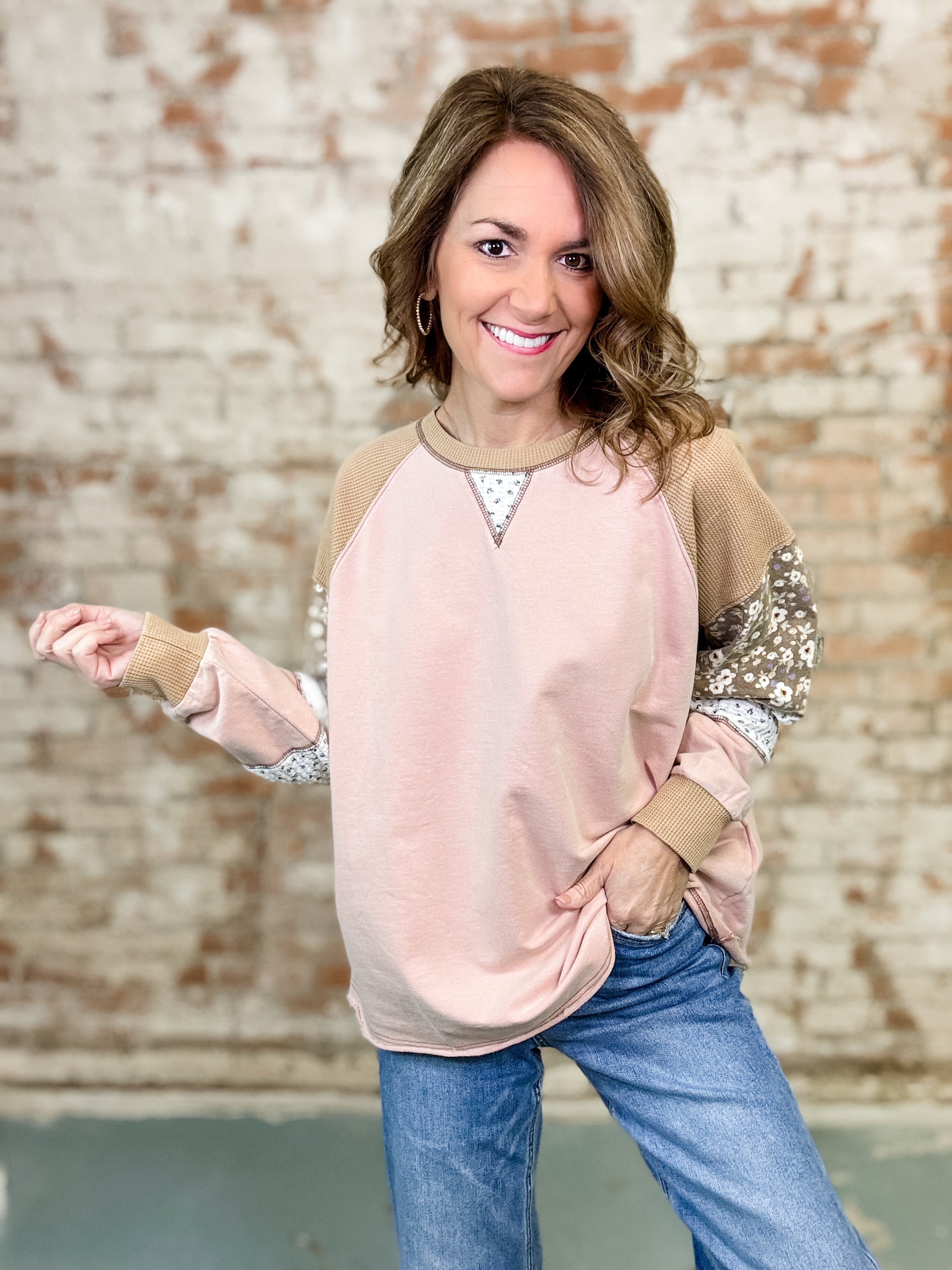 Sophia Patchwork Sleeve Top