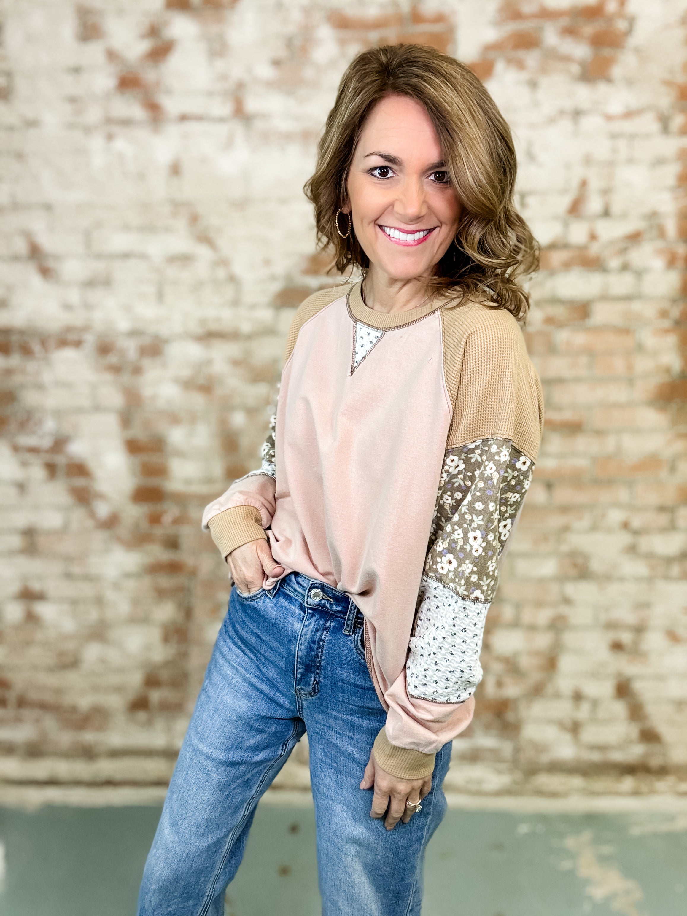 Sophia Patchwork Sleeve Top