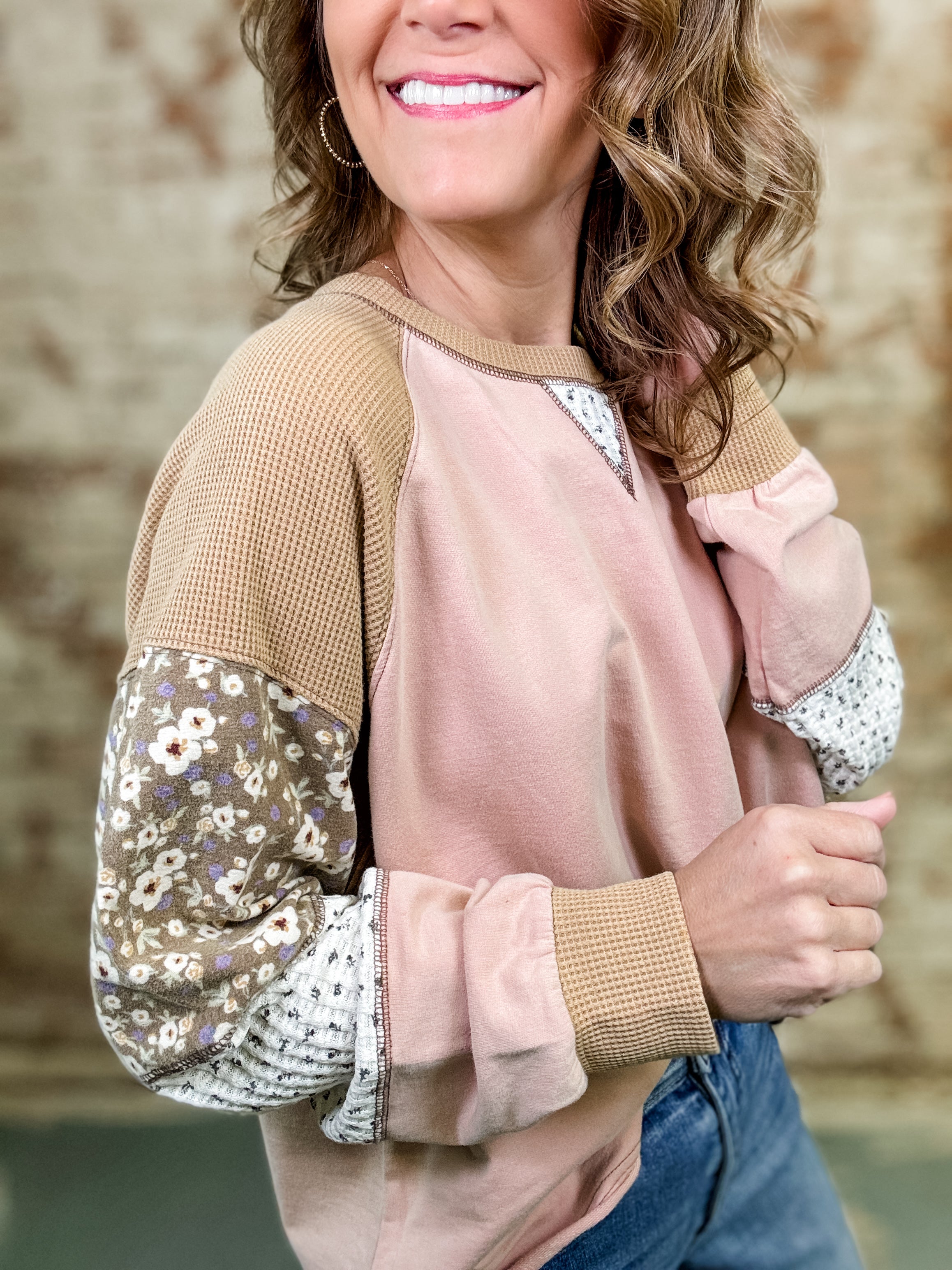 Sophia Patchwork Sleeve Top