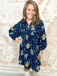 Irvine Floral Print Corduroy Dress