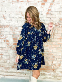 Irvine Floral Print Corduroy Dress