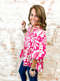 Mindi Pink Floral Print Top - FINAL SALE