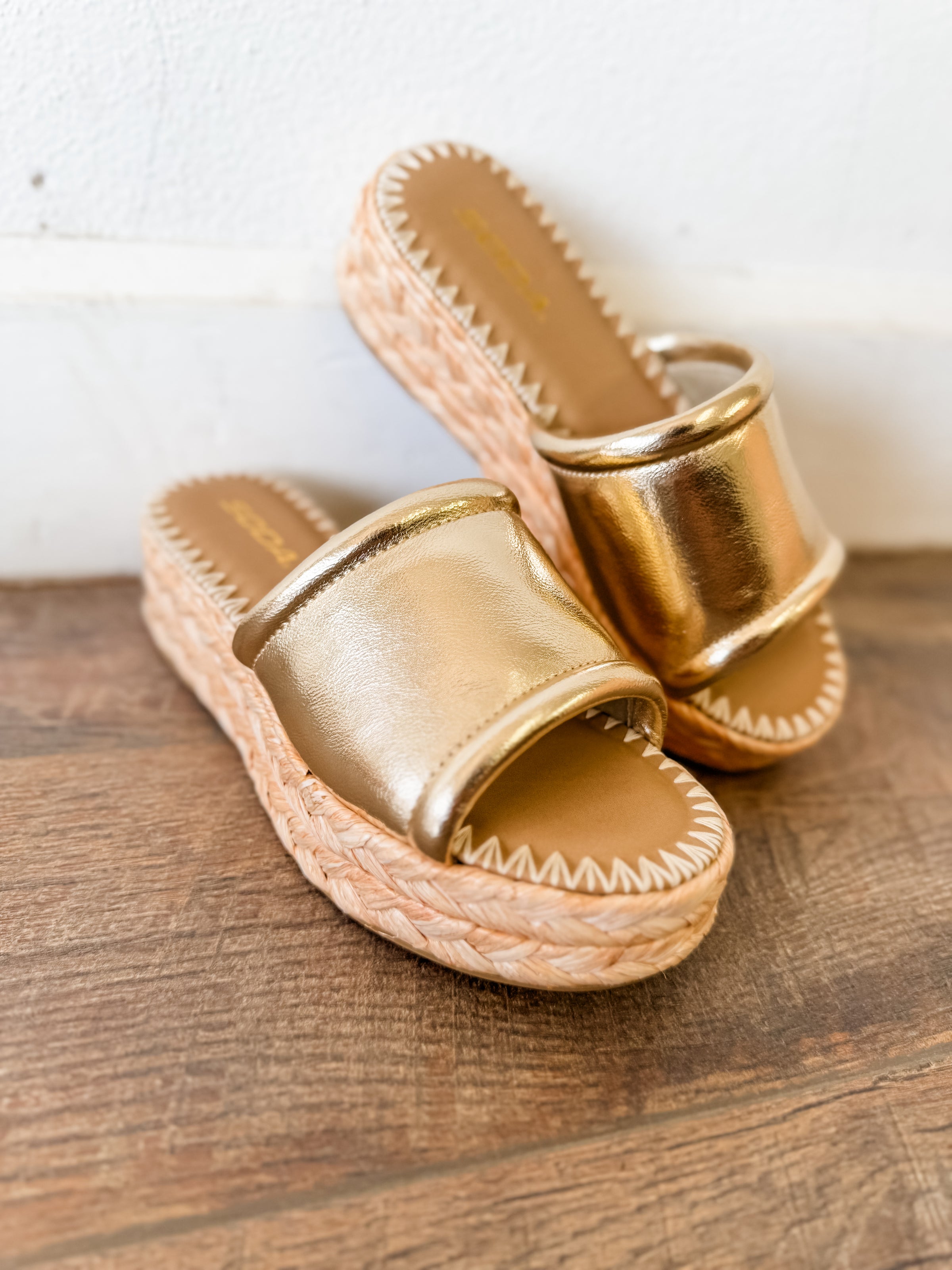 Monte Gold Raffia Wedge Sandals - FINAL SALE