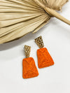 Jeannie Orange Raffia + Gold Earrings