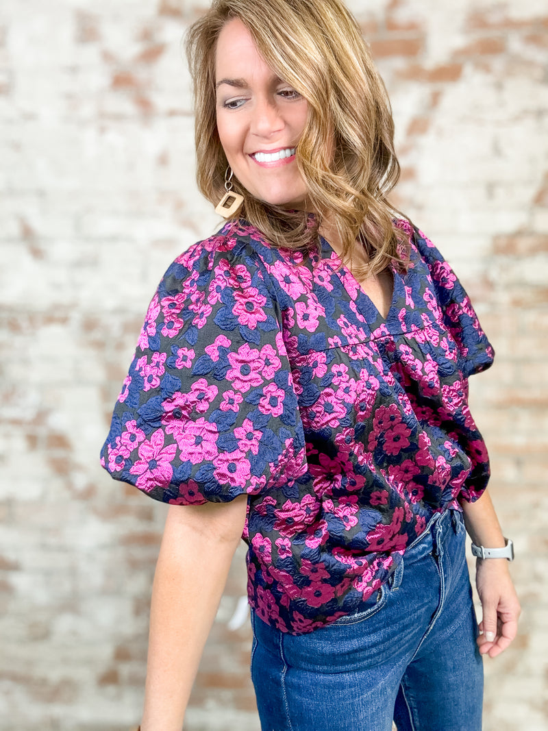 THML Paula Floral Puff Sleeve Top