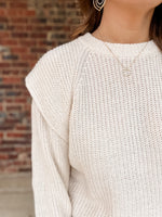 Cream Power Shoulder Sweater