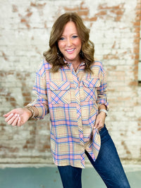 Adele Flannel Button Down Shacket