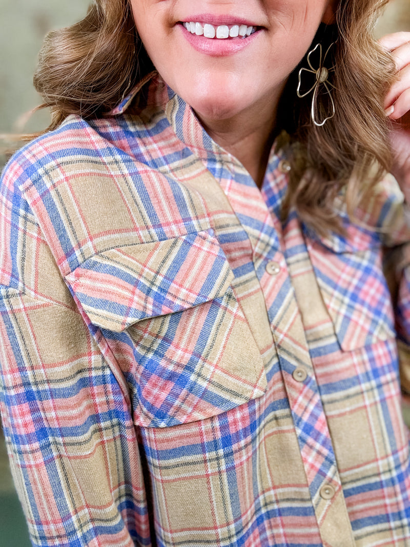 Adele Flannel Button Down Shacket