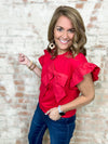 Alden Ruffle Sleeves Bow Top