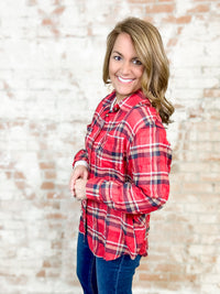 Becca Plaid Button Up Top