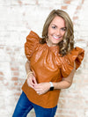 THML Montana Leather Flutter Sleeve Top