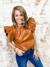 THML Montana Leather Flutter Sleeve Top