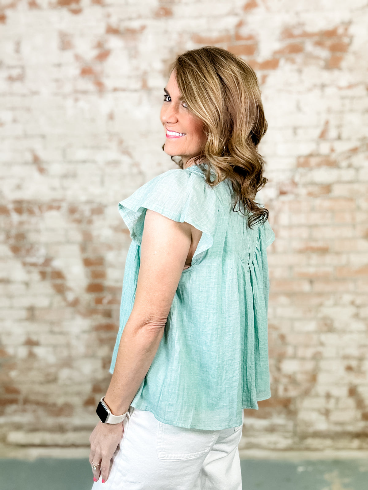 Anderson Pintuck Flutter Top