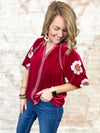 THML Millie Embroidered Velvet Top