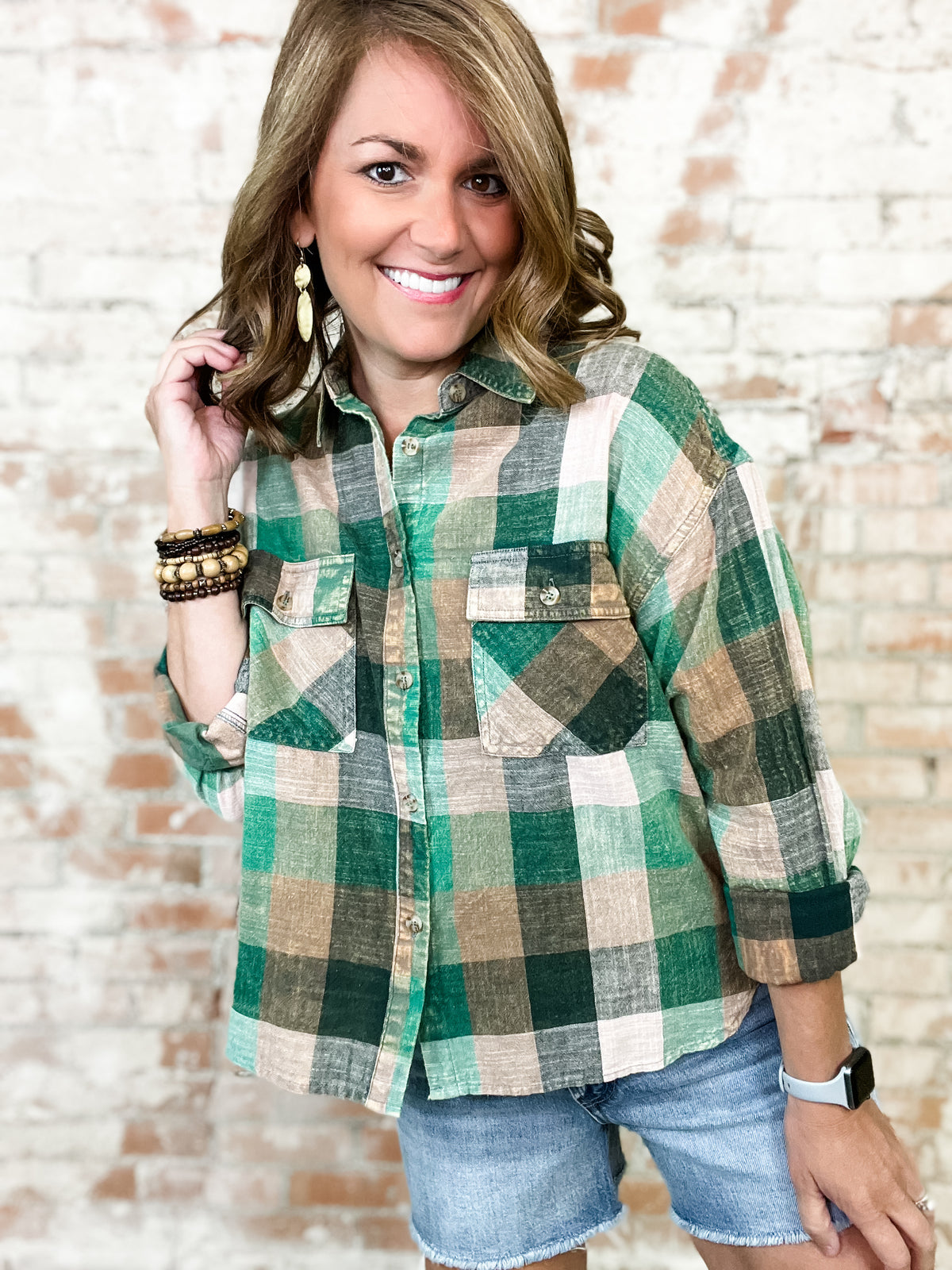 Reyna Plaid Button Up Top