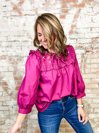 Anderson Pearl Embellished Ruffle Top